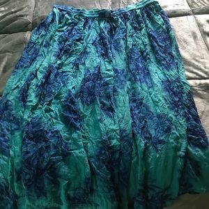 Teal and blue floral flowy skirt